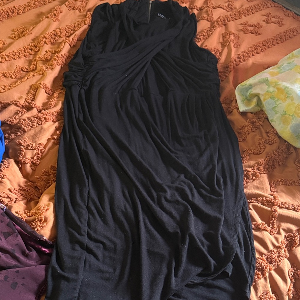 Eloquii Black Draped Midi Dress